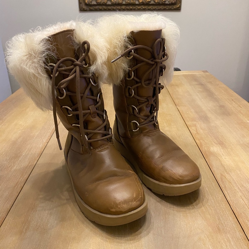 UGG Tan Fur-Lined Winter Boots